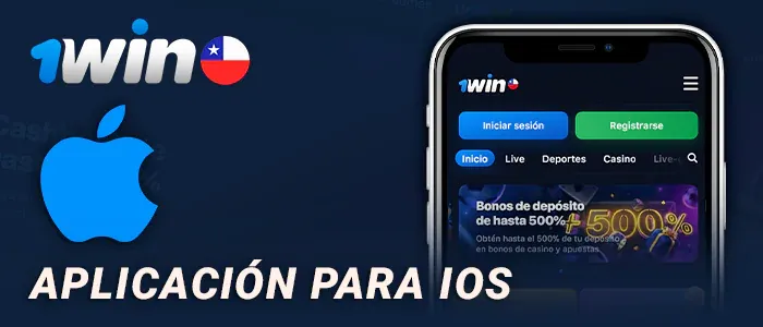 Aplicación de 1win para iOS en un iPhone